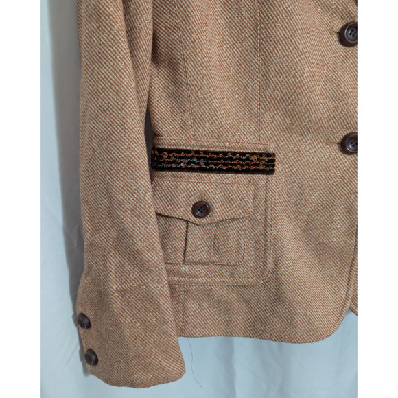 00s Signature Larry Levine Orange Tweed 2pc Culotte Suit Size 8 Wool Blend - Picture 2 of 8